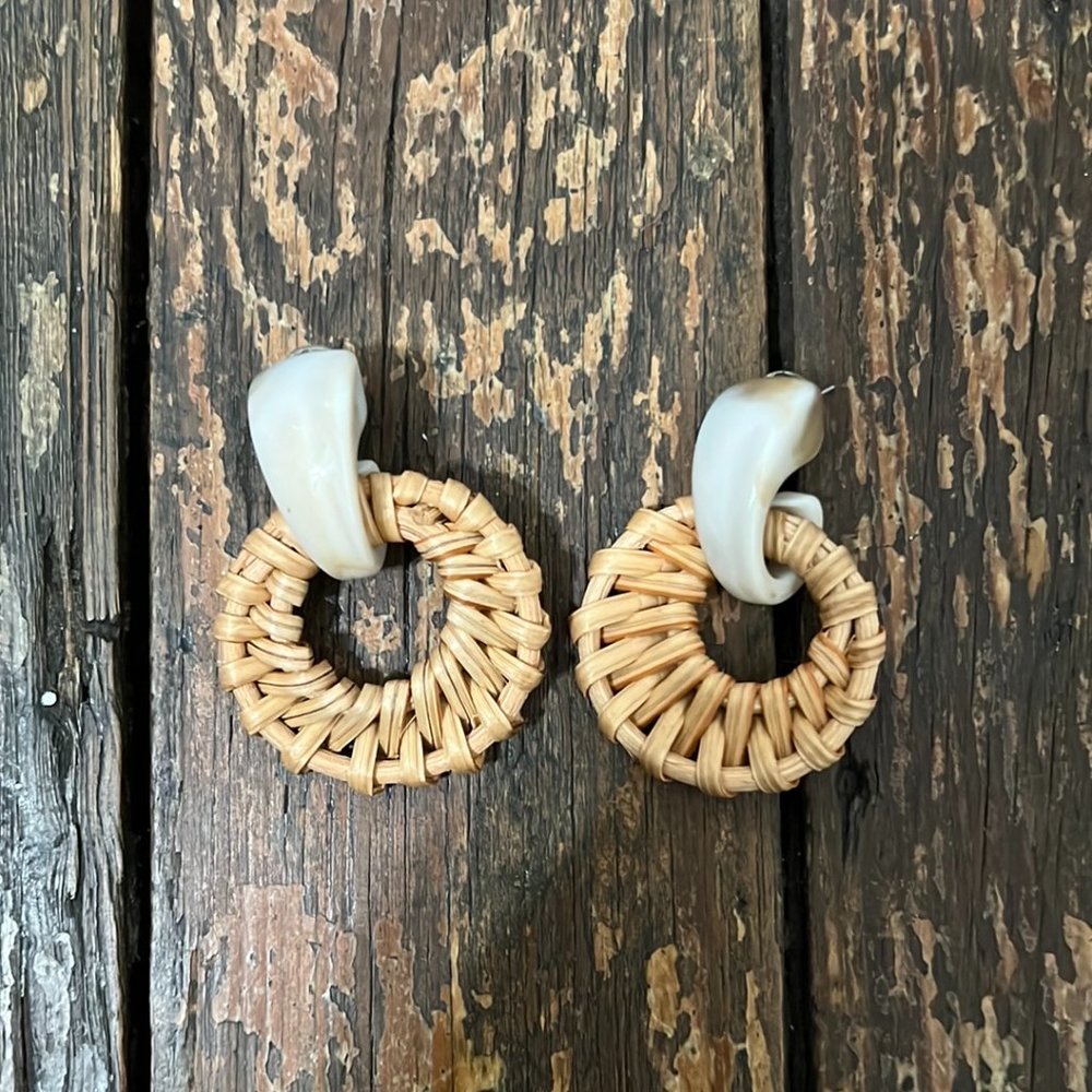 RATTAN EARRINGS - LIKE NEW!